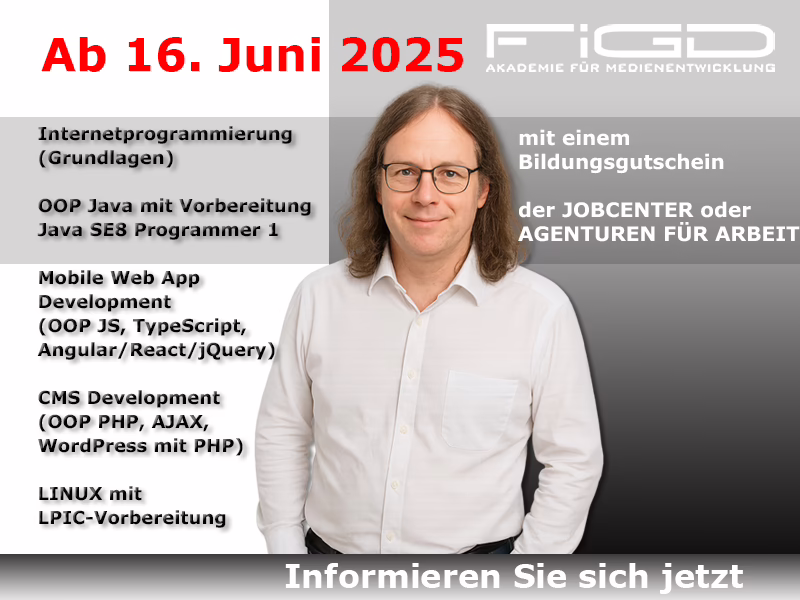 Kurs: Internetprogrammierung, OOP Java, CMS Dev, Linux