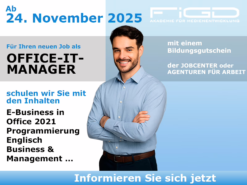 Office-IT-Manager 1 Office-IT-Manager Weiterbildung in Berlin oder online – Office 2021, Excel-VBA, Access, HTML/CSS/JS – 100 % förderbar mit Bildungsgutschein