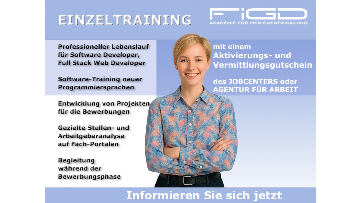 Einzeltraining Programmierer bei der FiGD Akademie Berlin