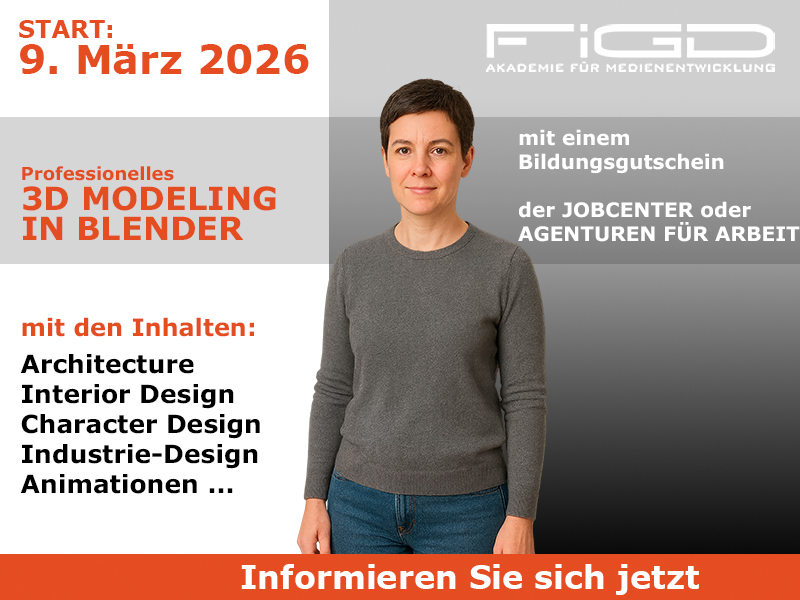 3D Modeling 1 3D Modeling 3D Weiterbildung in Berlin – 100 %% förderbar mit Bildungsgutschein bei der FiGD Akademie.