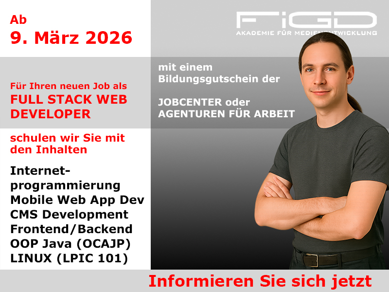 Full Stack Web Developer Weiterbildung – 100 % gefördert | FiGD