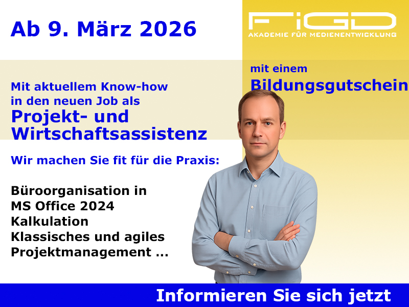 Projekt- und Wirtschaftsassistenz 1 Projekt Und Wirtschaftsassistenz2 – Weiterbildung an der FiGD Akademie in Berlin, 100% förderbar mit Bildungsgutschein.
