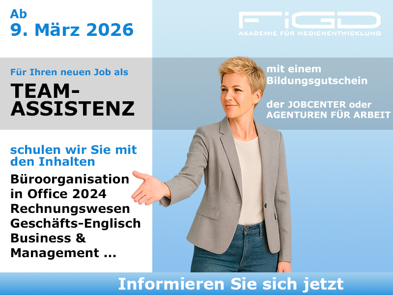 Teamassistenz 1 Teamassistenz Weiterbildung Teamassistenz Weiterbildung in Berlin – 100 %% förderbar mit Bildungsgutschein bei der FiGD Akademie.