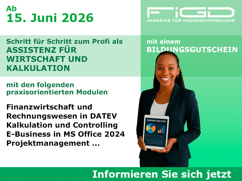 Assistenz für Wirtschaft und Kalkulation 1 Assistenz Fuer Wirtschaft Und Kalkulation Weiterbildung in Berlin – 100 %% förderbar mit Bildungsgutschein bei der FiGD Akademie.