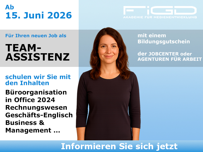 Teamassistenz 1 Teamassistenz Weiterbildung in Berlin – 100 %% förderbar mit Bildungsgutschein bei der FiGD Akademie.