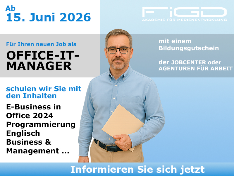 Office It Manager Weiterbildung in Berlin – 100 %% förderbar mit Bildungsgutschein bei der FiGD Akademie.