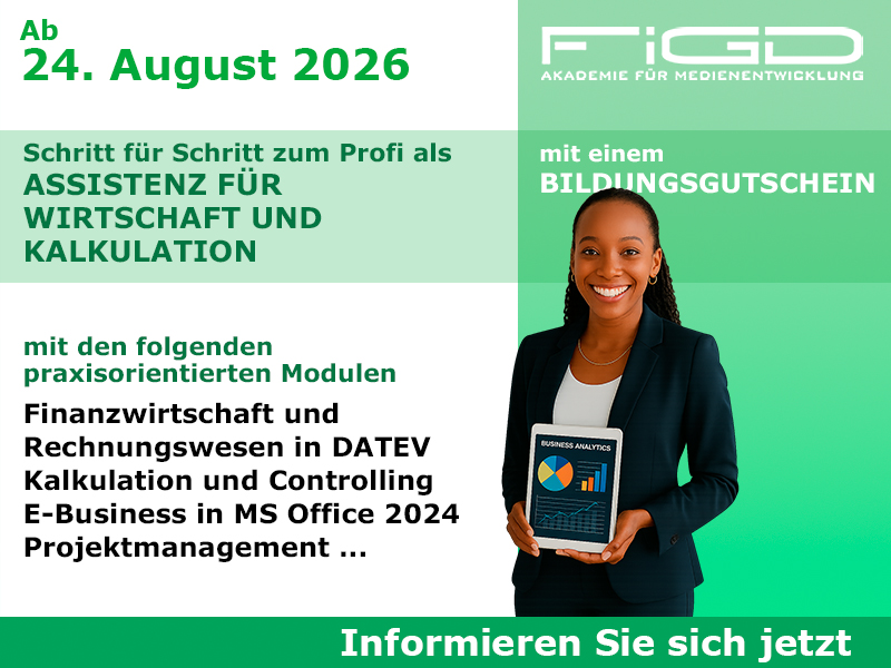 Assistenz für Wirtschaft und Kalkulation 1 Assistenz Fuer Wirtschaft Und Kalkulation Weiterbildung in Berlin – 100 %% förderbar mit Bildungsgutschein bei der FiGD Akademie.