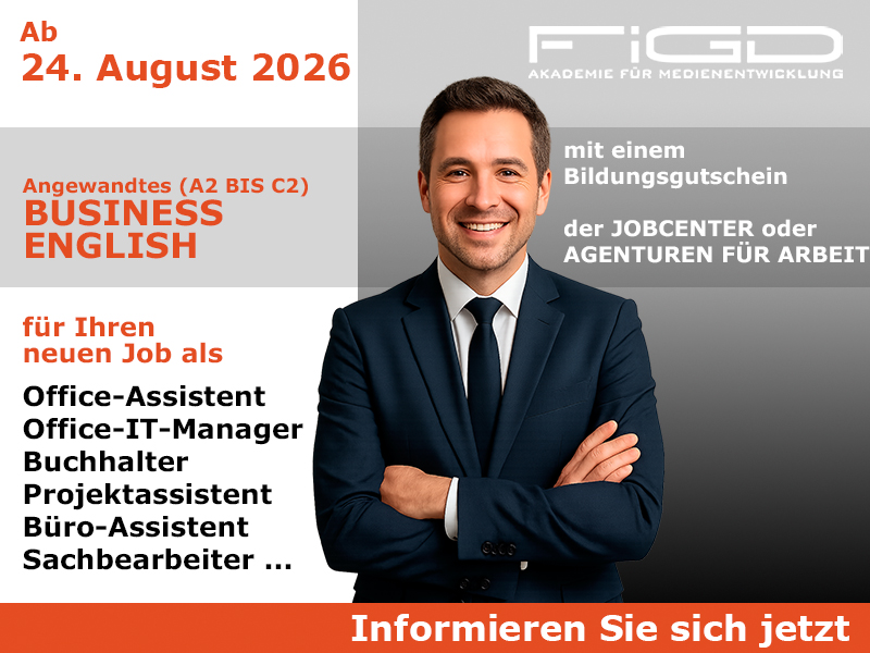 Englischkurs 1 Englisch Business English Weiterbildung in Berlin – 100 %% förderbar mit Bildungsgutschein bei der FiGD Akademie.