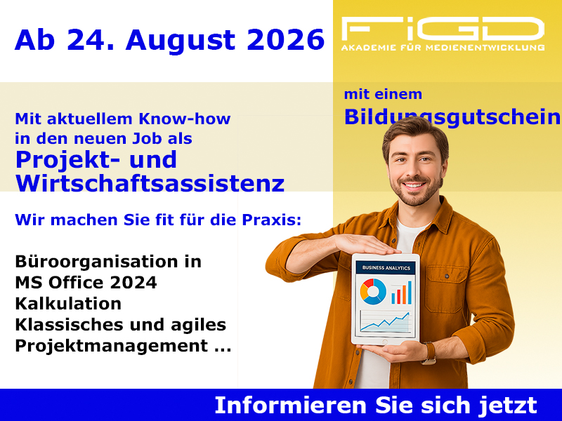 Projekt- und Wirtschaftsassistenz 1 Projekt Und Wirtschaftsassistenz Weiterbildung in Berlin – 100 %% förderbar mit Bildungsgutschein bei der FiGD Akademie.