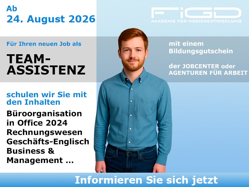 Teamassistenz Weiterbildung in Berlin – 100 %% förderbar mit Bildungsgutschein bei der FiGD Akademie.