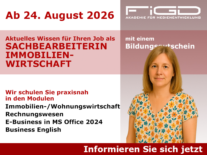 Sachbearbeiter Immobilienentwicklung 1 Sachbearbeiter Immobilienentwicklung Sachbearbeiterin Immobilienwirtschaft Weiterbildung in Berlin – 100 %% förderbar mit Bildungsgutschein bei der FiGD Akademie.
