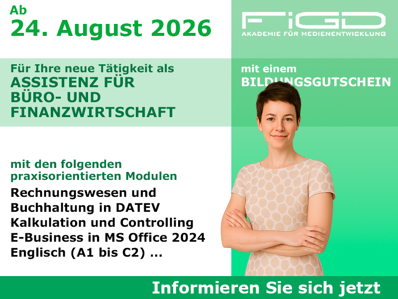 Assistenz für Büro- und Finanzwirtschaft 1 Weiterbildung Buero Finanzwirtschaft.jpg Weiterbildung in Berlin – 100 %% förderbar mit Bildungsgutschein bei der FiGD Akademie.