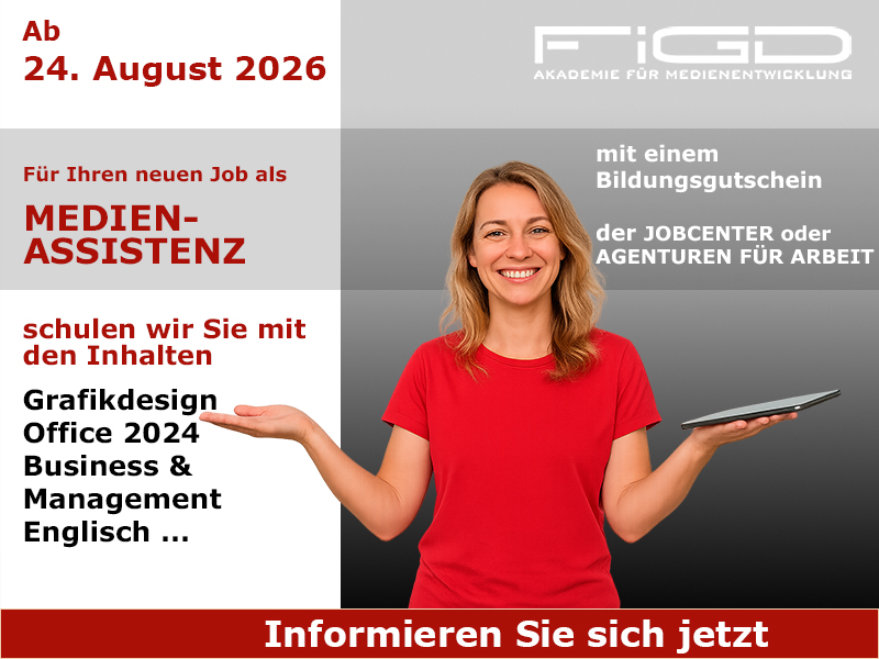 Medienassistenz 1 Weiterbildung Medienassistenz Weiterbildung in Berlin – 100 %% förderbar mit Bildungsgutschein bei der FiGD Akademie.