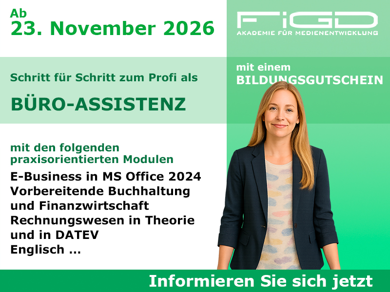 Büroassistenz 1 Bueroassistenz Weiterbildung in Berlin – 100 %% förderbar mit Bildungsgutschein bei der FiGD Akademie.