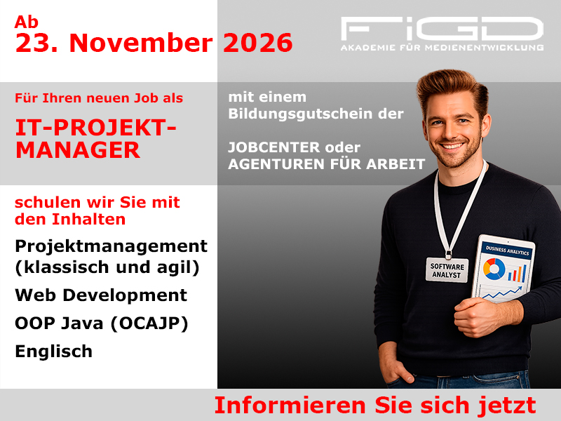 IT-Projektmanager 1 It Projektmanager Weiterbildung in Berlin – 100 %% förderbar mit Bildungsgutschein bei der FiGD Akademie.