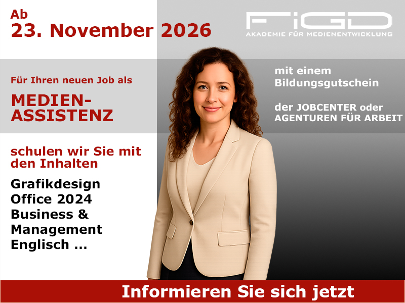 Medienassistenz 1 Weiterbildung Medienassistenz Weiterbildung in Berlin – 100 %% förderbar mit Bildungsgutschein bei der FiGD Akademie.